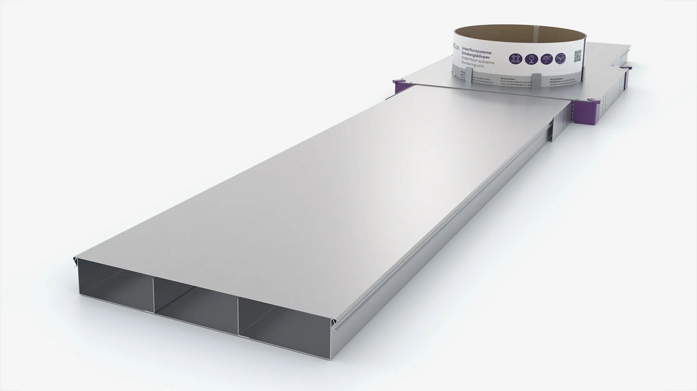 Canalización metálica bajo suelo UKO para instalación eléctrica en recrecido