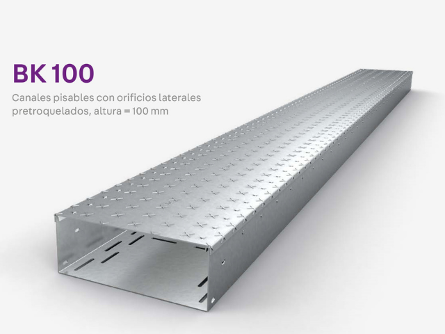 Canal pisable industrial BK 100 de PohlCon, diseñado para el tendido de cables a nivel de suelo en entornos industriales. Canal pisable industrial BK 100 de PohlCon para tendido de cables a nivel de suelo